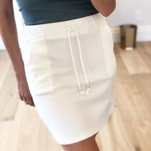 ASPEN White Jogger Drawstring Ribbed Lounge Skirt